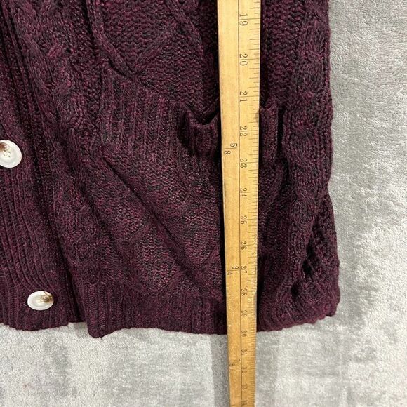 BloomChic Cable Knit Spacedye Pocket Button Front Cardigan Maroon Burgundy Sz 1X - Picture 7 of 10